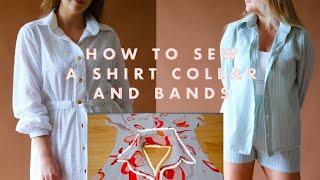 How to sew a shirt collar and stand | how to sew a shirt collar step by step using a pattern