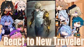 Genshin impact react to Genos as New Traveler | Gacha life | aether | one punch man stamina | garou