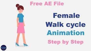 How to create Female walk cycle using After effects (without plugin) tutorial