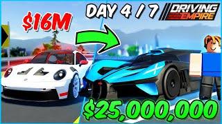 Going From Poor to BUGATTI BOLIDE in ONE WEEK (Day 4) | Roblox Driving Empire