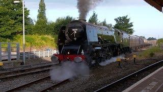 46233 Duchess of Sutherland slips and blasts its way out of Tyseley hauling the Whistling Ghost V