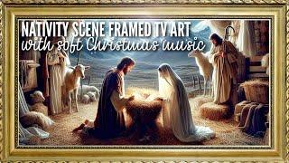 NATIVITY/MANGER SCENE W SOFT CHRISTMAS MUSIC VINTAGE FRAMED TV ART SCREENSAVER WALLPAPER HOME DECOR