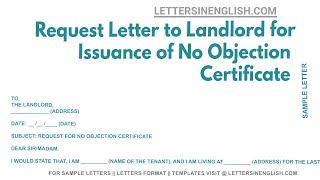 Request Letter To Landlord For Issuance Of No Objection Certificate