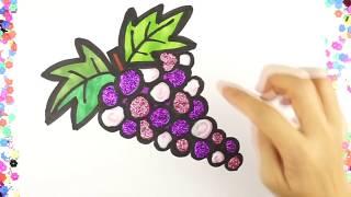 Learn how to draw and color Grapes for kids | Color Kingdom Art