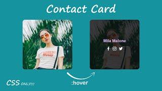 Contact Card HTML CSS  | CSS Hover Effects