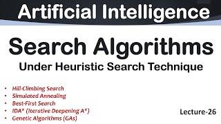 Lec-26 | Search Algorithms Under Heuristic Search Technique in AI | AI Tutorial in English |