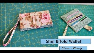 Sew a slim bifold wallet with wristlet strap