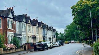 Walking in London suburbs with HEAVY rain ️ [4K] | West Drayton | July 2024