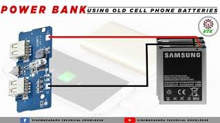 How to make power bank using old cell-phone batteries||Homemade power bank