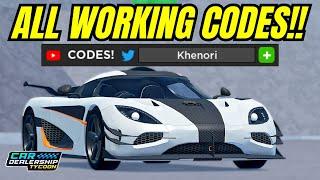 NEW 12 WORKING CODES FOR CAR DEALERSHIP TYCOON DECEMBER 2023! #cardealershiptycoon@Angelica_RBLXx