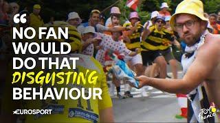Tour de France: SPECTATOR THROWS bag of CRISPS into Tadej Pogacar and Jonas Vingegaard's face! 