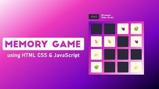 Build a Memory Game using HTML CSS & JavaScript