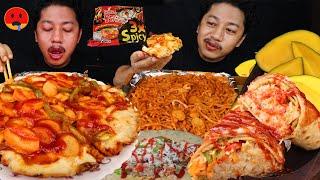 3X spicy Buldak, 3X spicy Noodle Pizza, Big Chicken Burrito Mukbang