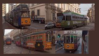 Trams in Milan: Series 4600, 4700, 4800 and 1500 trams around Cordusio 6/11/2022