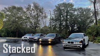 Street Drifting with a BIG Turbo 550WHP 135i and V12 7 series!!