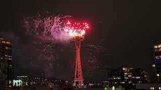 Space Needle 2025 drone + fireworks (4K/60fps)