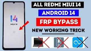 All Redmi Miui 14 Frp Bypass Without Pc Android 14 | No Share Me | No Activity Launcher | FRP Unlock