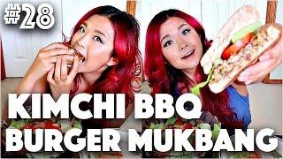 VEGAN KIMCHI BURGER (MUKBANG) | #28 (30 Videos in 30 Days)  Cheap Lazy Vegan