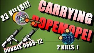 CARRYING DOPEMOPE??? - 23 KILLS WITH DUAL USAS-12 - SURVIV.IO DUO SQUADS WITH DOPEMOPE