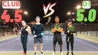 USTA 4.5 Club Tennis vs USTA 5.0 D1 College Tennis | MIXED DOUBLES Tennis Set Highlights