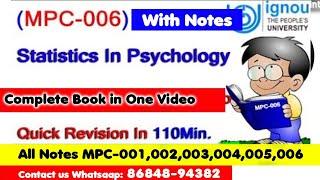 MPC-006 Statistics In Psychology Important Topics Complete Book in video Theory + Numerical