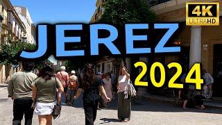 Tourist in JEREZ. Walk through beautiful center. Street vew 4K