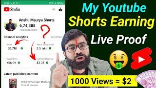 My Youtube Shorts Earnings | Youtube Shorts 1000 Views Money In India,Youtube Shorts Earnings proof