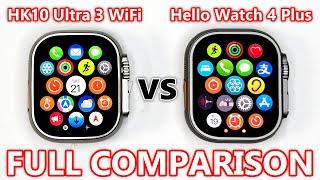 HK10 Ultra 3 WiFi SmartWatch vs Hello Watch 4 Plus FULL COMPARISON! (System, Case, Smoothness) ASMR