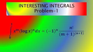 Interesting Integral-1: ∫(𝒙^𝒎 (𝐥𝐨𝐠⁡𝒙 )^𝒏) 𝒅𝒙=(−𝟏)^𝒏  𝒏!/((𝒎+𝟏)^((𝒏+𝟏))