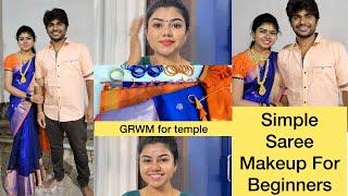 GRWM for temple | Beginner friendly makeup for silk saree | How to do glowing skin makeup in Tamil