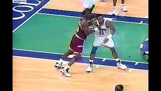 NBA On TBS - Hakeem Olajuwon Battles Alonzo Mourning In Charlotte! 1995