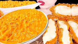 ASMR MUKBANG｜CHEESY CARBO FIRE NOODLE, CHEESE PORK CUTLETS 꾸덕 까르보불닭 치즈돈까스 EATING SOUNDS 먹방