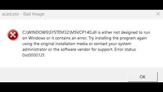 Fix Error MSVCP140.dll/VCRUNTIME140.dll Is Either Not Designed To Run On Windows It Contains Error