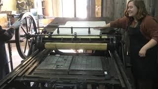 Printing on an 1880's Prouty Newspaper Press aka The Grasshopper Press