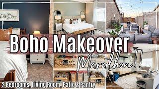 BOHO MAKEOVER MARATHON 2022 :: 2 BEDROOM TRANSFORMATIONS + LIVING ROOM, PANTRY & PATIO MAKEOVER