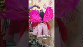 Pink Fairy Dress with wings and Hair clips. Fancy dress frock!