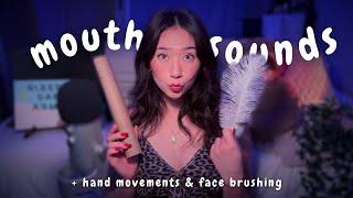 ASMR Wet Mouth Sounds (Hand Movements, Face Brushing, Feathers, Paper Towel Roll)