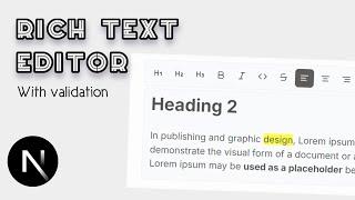 Custom Rich Text Editor With Validation | Next.js 14 & React js | next js tailwind css