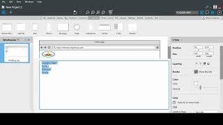 Wireframe with balsamiq, create login, and create menu in tabs.