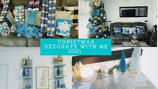 BLUE & SILVER+GOLDCHRISTMAS TREE THEME|CHRISTMAS DECORATE WITH ME 2021| WALMART HAUL|CHRISTMAS TOUR