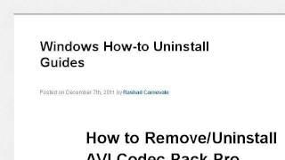 How-To Remove A Codec Pack