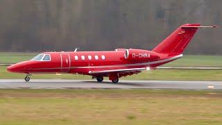 Cessna Citation CJ4 Take-Off at Bern - Eye-Catching Red Livery!