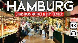 HAMBURG, Germany  Christmas Markets at Night & Downtown 4K Walking Tour