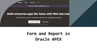 Form and Report in Oracle APEX