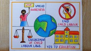 World Day Against Child Labour Poster Drawing| Stop Child Labour drawing| Child labour theme drawing