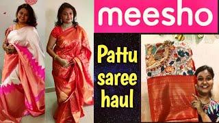 Meesho pattu sarees haul telugu|Meesho online shopping|#meesho #meeshonlineshopping #meeshoshopping