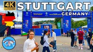 Stuttgart, Germany Walking Tour (EURO 2024 vibes) with Relaxing Music - 4K 60fps