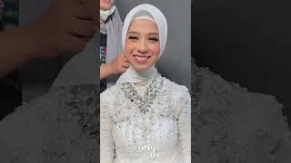 Oh jadi gini bikin hijab pengantin pakai mika