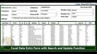 How to Create an Excel VBA Data Entry Form with Update and Search Function - Full Tutorial