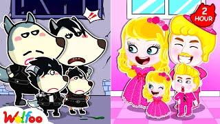 Wednesday Family vs Barbie Family | Pink vs Black Challenge | Kids Stories About Wolfoo Family